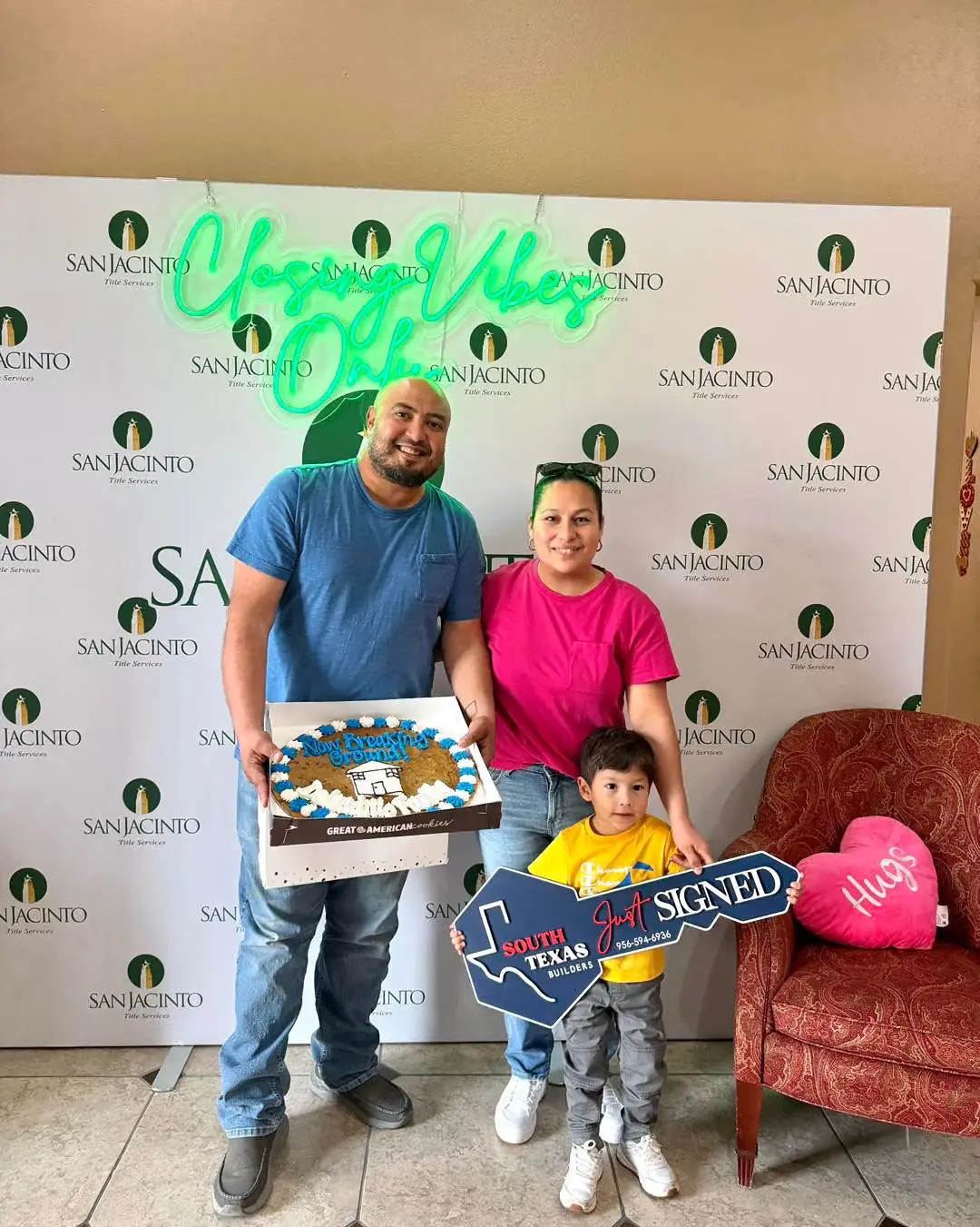 The Delgadillo family with their son on signing day